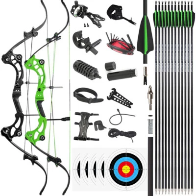 Compound Bow Archery 40-55lbs Recurve Bow Hunting Fishing Target Shooting 320FPS - Image 1 of 4