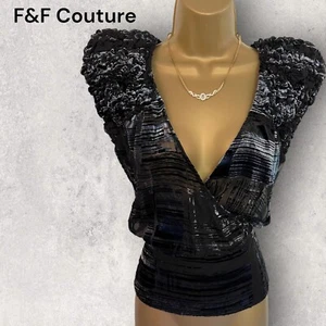 F&F Couture Only Ever Designer Collection Black Evening Top UK 10 NWT RRP £65 - Picture 1 of 7