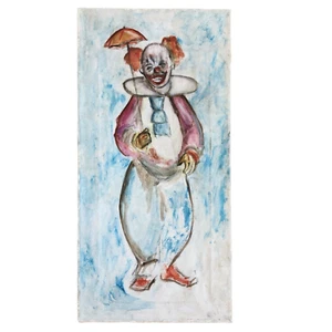 Chuckling Clown with Umbrella Painting Shirley Horvath Style Unsigned Amateur Ar - Picture 1 of 6