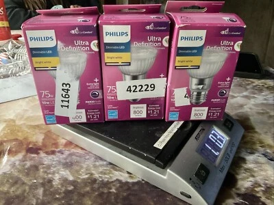 Lote De 3 Philips 75w Equiv PAR20 LED Interior Inundación Regulable Luz Blanca Brillante Foto 1 de 4