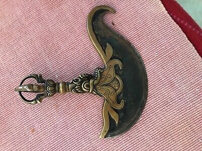 Tibetan Knife Brass Carved Varjra Dorge Phurpa Exorcism Hatchet  • 500$