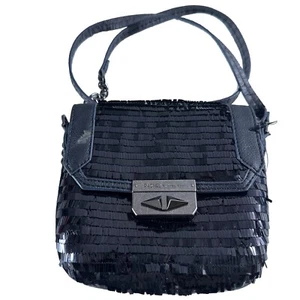 Bandolera negra Rachel Roy Bolso Cartera Bolso Noche Cóctel Lentejuelas - Imagen 1 de 15