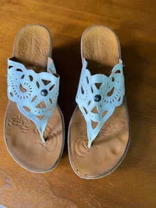 Clarks Damen-Sandalen 7M Mimmey Anne Keilabsatz Slipper Riemen Laserschnitt weiß - Bild 1 von 5