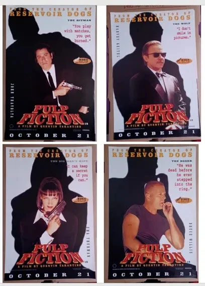 Pulp Fiction Complete Set of 4 Original 1994 UK Miramax Promotional Film Posters - Bild 1 von 4