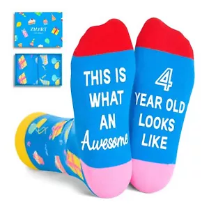4th Birthday Gift Ideas Socks - 4 Year Old Birthday Gifts for Girl Boy 4th Bi... - Picture 1 of 9
