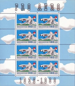 Svizzera - 1988 - Pro Aero - Unificato nn.A49 - Minifoglio di 8 - nuovo (MNH) - Imagen 1 de 1