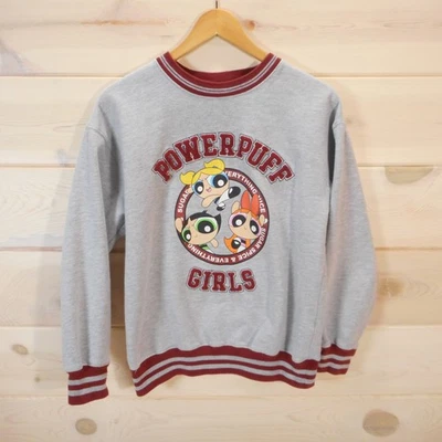 Powerpuff Girls Juniors size Small Gray Sweatshirt Pullover Collegiate Varsity - Image 1 of 4