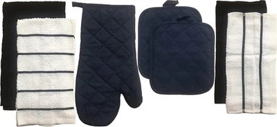 7-Piece Designed Kitchen Set, 100% Cotton, 2 Towels, 1 Oven Black  - Image 1 of 4