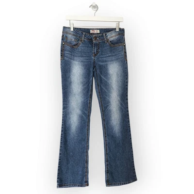 Y2K LEI Ashley Low Rise Slim Bootcut Jeans Brown Stitching Pocket Design Jeans 2 - Image 1 of 4