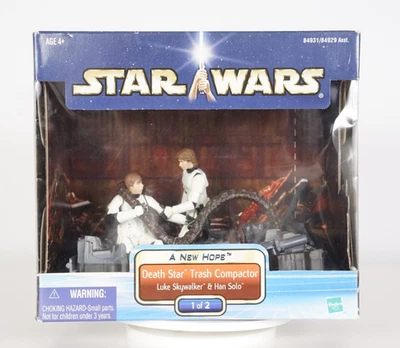 Star Wars New Hope DEATH STAR COMPACTADOR DE BASURA SET 1 de 2 LUKE & HAN Hasbro NUEVO Foto 1 de 4