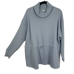 LIVI Cowlneck Fleece Ribbed Knit PulloverPlus size 18/20 Light Blue Tie Waist - Picture 1 of 9