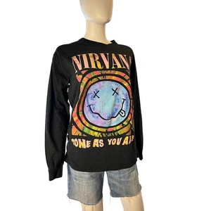 Camiseta Nirvana Negra Come As You Are Algodón Manga Larga Camiseta Talla S Nordstrom - Imagen 1 de 5