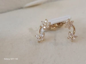 Sweet 14k Yellow Gold And Diamond Earrings - Picture 1 of 10