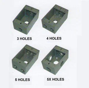 1 GANG BELL WEATHERPROOF ELECTRICAL OUTDOOR METAL BOX 3 4 5X HOLES 1/2" 3/4 INCH - Picture 1 of 1
