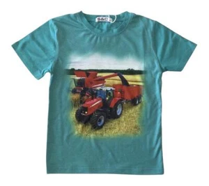S&C Jungen T-Shirt türkis mit Traktor-Motiv Case H298 - Bild 1 von 2