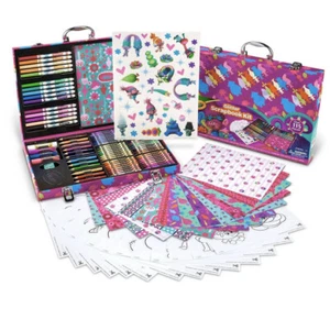 CRAYOLA TROLLS GLITTER SCRAPBOOK OVER 115 PIECES DREAMWORKS SUPER CUTE!! - Picture 1 of 4