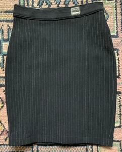 Vtg 90s Versace Jeans Couture Black Mini Skinny High Waist Pencil Skirt Xxs Xs 6 - Picture 1 of 7