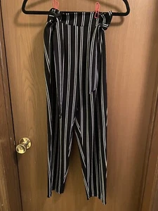 “Ultra Flirt” brand womens harem hippie yoga pants size small black with stripes - Picture 1 of 3