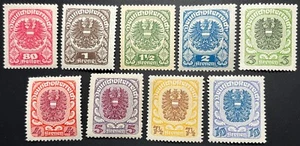 Austria, Coat of Arms, Full Set, MNH, Scott #238-247, White Paper Variety, VF - Picture 1 of 3
