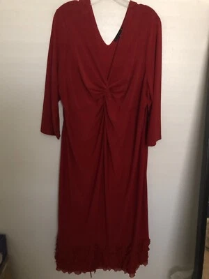 3X ~ RED MAXI DRESS ~ Ruffles Sexy Woman’s plus Size - Image 1 of 4