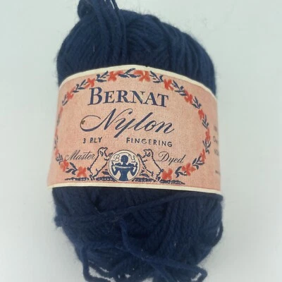 Bernat Vintage Sock Fingering Nylon Yarn Navy One Ounce 170 Yd Lot X Color 6965 - Image 1 of 4