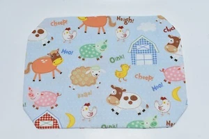 FARM ANIMAL'S HANDMADE DOUBLE SIDED LINED CHILDREN'S PLACEMAT - Picture 1 of 2