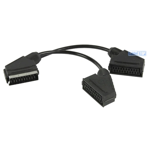 2 Way SCART Y AV SPLITTER 20cm Connect 2 devices to 1 TV Lead Joiner Adapter  - Image 1 of 1
