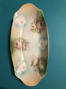 Silesia China Celery/Relish Dish With Beautiful Flowers Silesia GUC - Picture 1 of 7