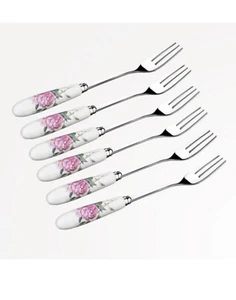 Rose By NewBridge 6 PC Pastry Fork - Picture 1 of 1