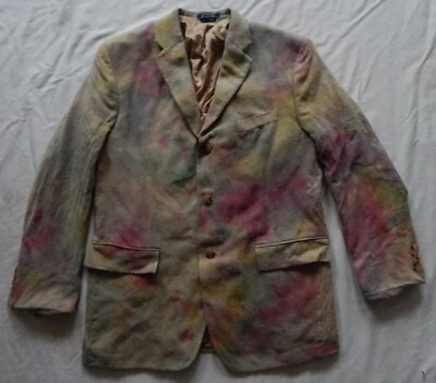 Шелковый галстук краситель розовый радуга 3 кнопки блейзер костюм куртка - 42R средний ручной работы - Изображение 1 из 4