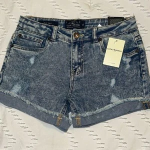 NEW Girls Lucky Brand Jean Shorts Acid Wash Riley Blue Size 14 Cotton Zipper - Picture 1 of 10
