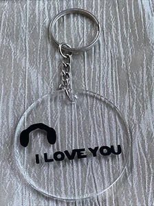 2” Clear Acrylic Keychain, Vinyl Decal-“I Love You” Bun Haired Princess - Picture 1 of 5