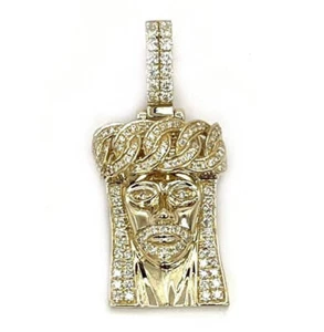 14K Yellow Gold Diamond Jesus Face Pendant 1.06 CTW Crown & Beard Design 6.23g - Picture 1 of 4