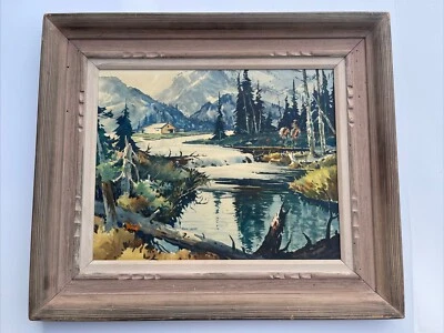 ROBERT Landry PAINTING FINEST WESTERN LANDSCAPE MAN ON HORSE LISTED FAMOUS - Image 1 of 4