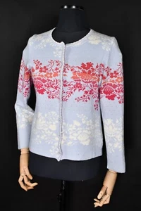 OLEANA Cardigan maglione lana seta floreale colori pastello donna taglia M - Foto 1 di 10
