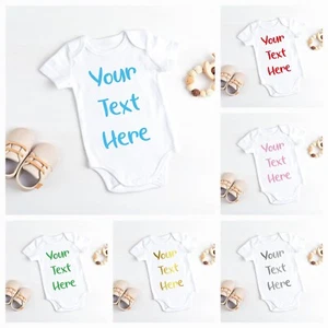Personalised Baby Bodysuit Vest Grow Custom Text - Novelty Baby Shower Gift Idea - Picture 1 of 9