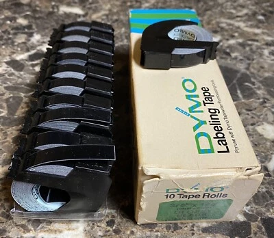 DYMO Embossing Labeling Tapes 5201-09 Glossy Black Label 3/8" x 144" Box 11 New - Image 1 of 4