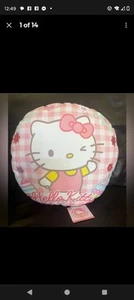 Hello Kitty rosa-weiß Karo Kissen Kissen Ostereier bestickt Blumen - Bild 1 von 5