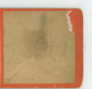 Men Standing at Entrance to Tunnel or Mine Stereoview c1870 - Picture 1 of 3