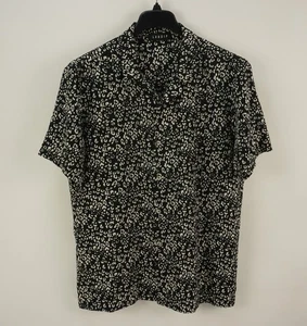 LABDIP Los Angeles Men's XL Short Sleeve Black White Crinkle Leopard Camp Shirt - Picture 1 of 8