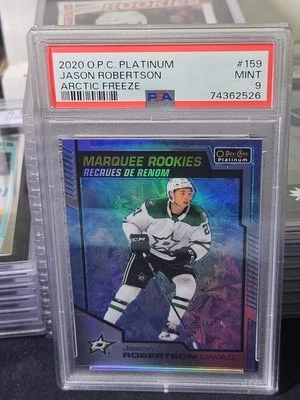 20-21 OPC Platinum Jason Robertson Marquee Rookie Arctic Freeze #/99 ❄️❄️❄ PSA 9 - Image 1 of 3