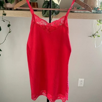 Camiseta sin mangas rosa fucsia encaje ribete Y2K bebé muñeca femenina hada caprichoso M algodón Foto 1 de 4