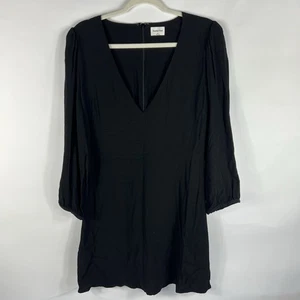 Vestido Sunday Best Aritzia Talla 12 Grayson Mini Cuello en V Negro Crepé - Imagen 1 de 3