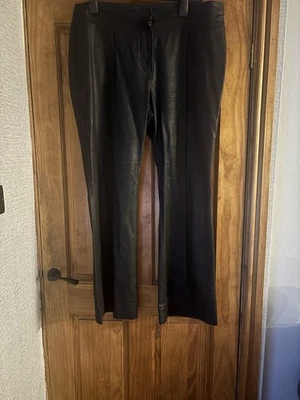 Next Black gorgeous Wide leg Faux Leather Trousers Size 18 Regular Leg. - Image 1 of 4