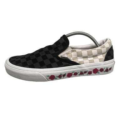 Vans Off The Wall Authentic Women’s 8.5 W Slip-On Roses Checkerboard Black White - Image 1 of 4