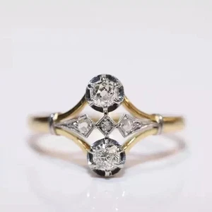 Anillo de aniversario Art Deco estilo vintage de diamantes creados en laboratorio de oro amarillo de 14 quilates FN - Imagen 1 de 9