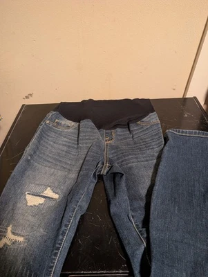 Pantalones de mezclilla ajustados al tobillo para mujer LIZ LONG MATERNITY XS ajuste elástico panel abdominal Foto 1 de 3