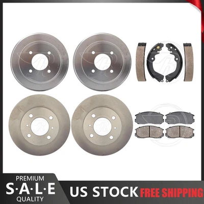 For 1993-1998 Mitsubishi Mirage Ceramic Pads & Brake Rotors + Brake Drums Shoes - Image 1 of 4