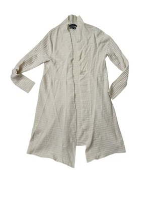 Cárdigan Tahari Mujer Abierto 2 Capas 100% Cachemira Preppy Crema Invierno Talla L Foto 1 de 4