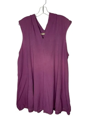 Mini Vestido Cynthia Ashby Sin Mangas Texturizado Cuello en V Línea A Púrpura Talla Grande Foto 1 de 4